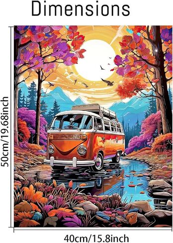 UNIQUORS Paint by Numbers for Adults, DIY Oil Painting Vintage Camper Trees Sunrise for Beginners, Paint by Number Kits for Home Decor Without Frame, 16x20 in in Saudi Arabia