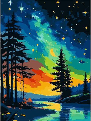 UNIQUORS Paint by Numbers for Adults, DIY Oil Painting Vintage Camper Trees Sunrise for Beginners, Paint by Number Kits for Home Decor Without Frame, 16x20 in in Saudi Arabia