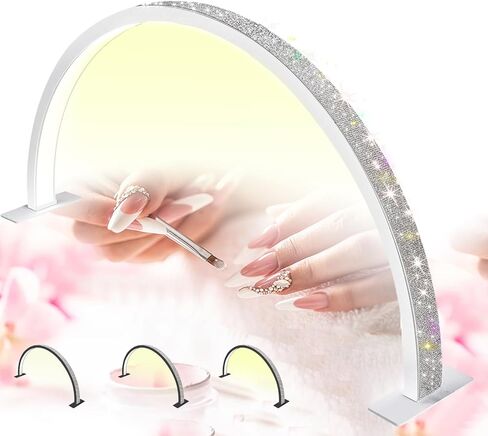 Half Moon Light for Nail Desk, Half Moon Nail Lamp with 3 Color Modes, 29In 39W Nail Tech Lamp, 3000K-6000K Nail Table Lamp, LED Manicure Arch Ring Lights, for Nail Tech, Table, Desk (Pink) in Saudi Arabia