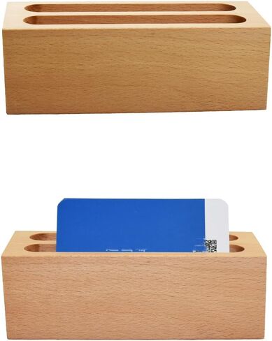 enyuwlcm Wood Desktop Business Card Holder for Desk Cute Business Card Display Stand for Office Home with 2 Slots in Saudi Arabia