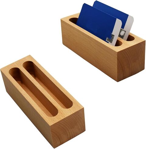 enyuwlcm Wood Desktop Business Card Holder for Desk Cute Business Card Display Stand for Office Home with 2 Slots in Saudi Arabia