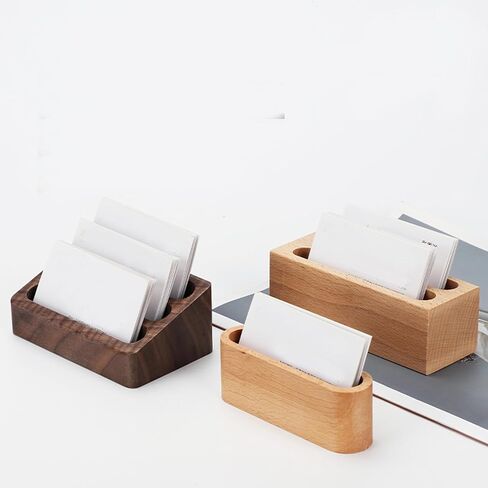 enyuwlcm Wood Desktop Business Card Holder for Desk Cute Business Card Display Stand for Office Home with 2 Slots in Saudi Arabia