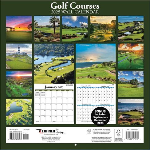 TURNER PHOTOGRAPHIC 2025 Golf Courses 12x12 Photo Wall Calendar (25998940023) in Saudi Arabia