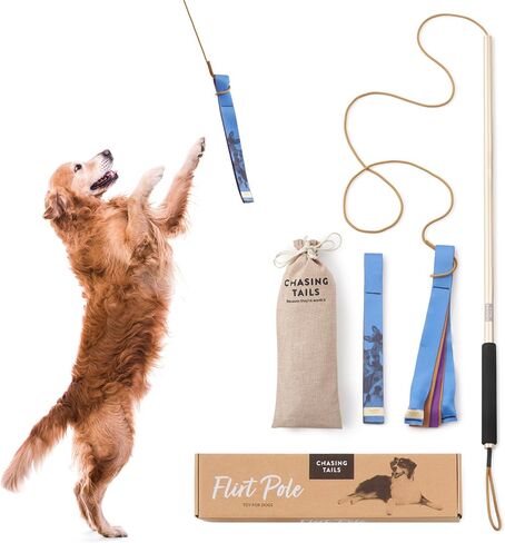 Flirt Pole for Dogs Heavy Duty - 36 Inch Flirt Pole for Large Dogs with Extendable 83 Inch Rope | Two Toys Included | Suitable for All Breeds | Pets Play Equipment in Kuwait