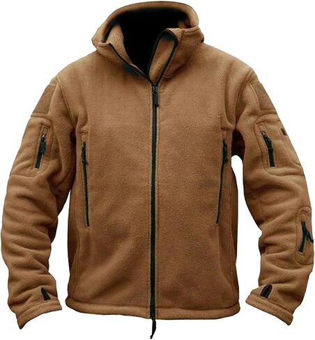 Mens Tactical Jacket Hoodie Winter Warm Military Sport Long Sleeve Fleece Coats Green L in Saudi Arabia