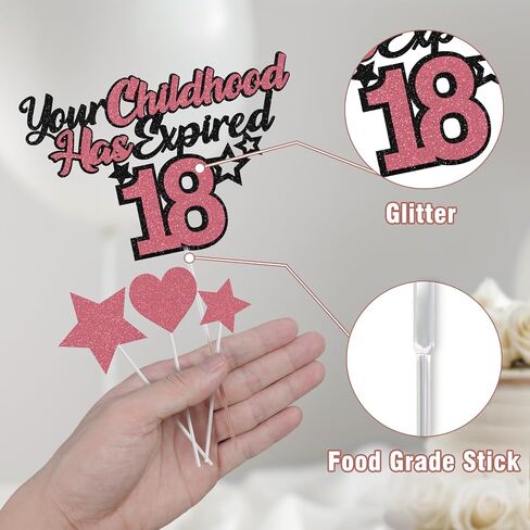 Your Childhood Has Expired 18 Cake Topper, Blue Black Happy 18th Birthday Cake Topper for Boys Girls, 18 Years old Birthday Party Glitter Cake Decorations Supplies in Saudi Arabia