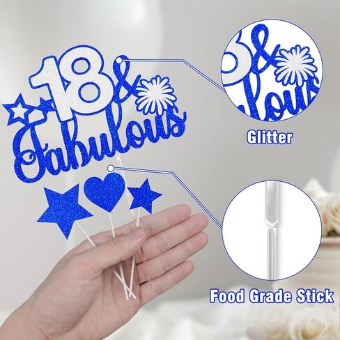 Your Childhood Has Expired 18 Cake Topper, Blue Black Happy 18th Birthday Cake Topper for Boys Girls, 18 Years old Birthday Party Glitter Cake Decorations Supplies in Saudi Arabia