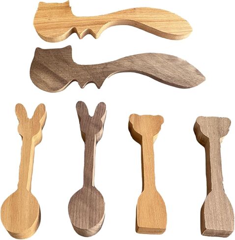 Unfinished Wood Carving Spoon Kit - 8 PCS Wooden Spoon Blanks for Whittling in Saudi Arabia