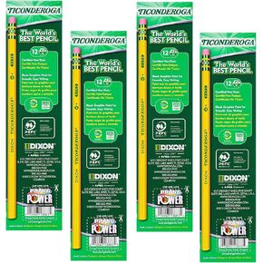 أقلام الرصاص Ticonderoga ، Wood #3 Hb Hard/Fine (4)