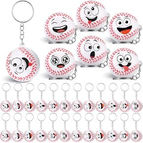 30 Pcs Basketball Keychains Mini Funny Stress Ball Sports Face Key Chain Basketball Gifts Keyring for Team Souvenir Rewards Party Favors Gift Filler