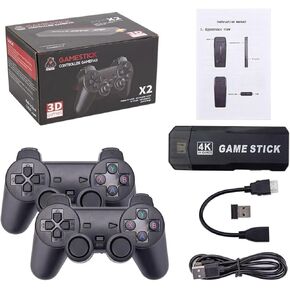 Retro Video Game Console, Mini Plug and Play Game Stick,Dual 2.4G Rechargeable Wireless Controllers, 4K HD HDMI Output,Nostalgia Stick Game with 20+ Emulators & 64G Cards (256G)