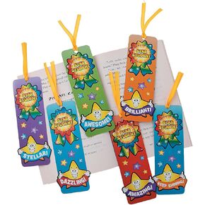 Fun Express Laminated Star Student Bookmarks - 48 Pieces - Educational and Learning Activities for Kids