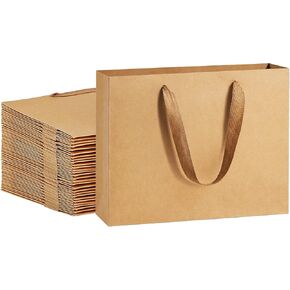 BagDream Paper Bags 10.6x3.1x8.3 25Pcs Gift Bags Heavy Duty Kraft Brown Gift Paper Bags with Handles Soft Cloth, Party Favor Bags, Shopping Bags, Retail Merchandise Bags, Wedding Party Gift Bags