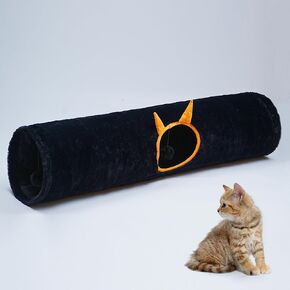 Luxurious Cat Tunnel,43" Straight Cat Tunnel Toys with Balls for Indoor,Collapsible Peekaboo Cave for Kitten（Pink Stripe）