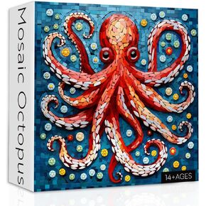 Mosaic Octopus Puzzles for Adults 1000 Pieces, Ocean Octopus Animals Jigsaw Puzzles, Nature Deep Blue Sea Puzzle as Home Decor