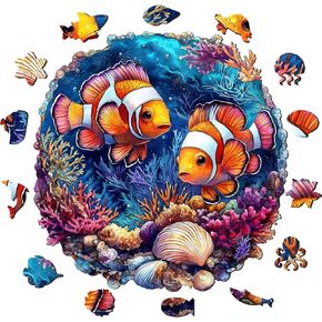 NiArt 200PCS Ocean World Wooden Jigsaw Puzzle for Adults, 18.2x18.2 Inch Precision Laser-Cut Pieces, Fun and Relaxing Home Decor Puzzle for Family Bonding, Stress Relief and Imagination Boost