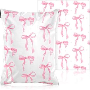 200 Pcs Pink Bow Poly Mailer 10x13 in Designer Shipping Mailers Heavy Duty Waterproof Self Adhesive Shipping Bags for Large Mailing Envelopes Bulk Tear Resistant Packaging(Cherry)