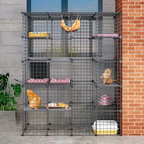Eiiel DIY Catio Outdoor Cat Enclosure;Large Cage Cat House with 6 Jumping Platforms for Play Catio with Large Entrance Easy to Clean