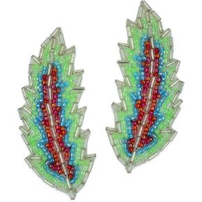 Expo International Rio Rancho Feather Beaded Patch 2 Pack 2 3/4" x 1" Applique, Multi Colors
