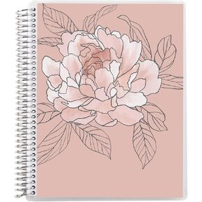 Erin Condren Journal for Women 7 "X 9" SPOON BOON DOT GRID BOOK - FLORA PEONY ، 5MM DOT GRIDNOTEBOOK ، 80 LB ، ورق سميك ، ملصقات مشمولة