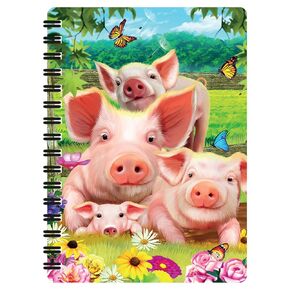 3D LiveLife Jotter - Pig Pen from Deluxebase. Lenticular 3D Cute 6x4 Spiral Notebook with plain recycled paper pages. Artwork licensed from renowned artist Michael Searle
