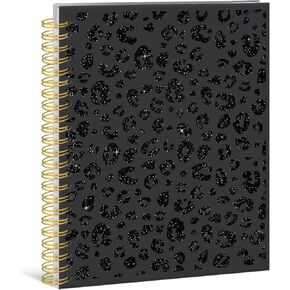 Leopard Print Notebook Journal, Glitter Leopard Cheetah Print Notebook，Trendy Black Leopard Print Spiral Notebook, Leopard Print Gifts for Women, School Supplies, Office Supplies 5.5x8.3