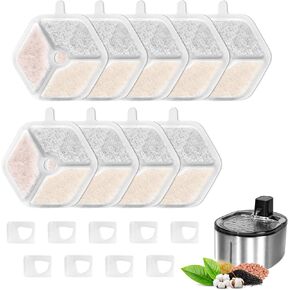 Cat Water Fountain Filters Replacement for 152oz/4.5L Wireless Cat Water Fountain PTM-643, 9+9 Packs Packs Replacement Filters Sponges Sets