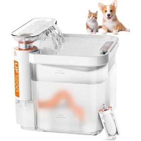85oz/2.5L Cat Water Fountain with Triple Filtration, Ultra Quiet Pet Water Fountain with 90-Day Long Lasting Replacement Filter for Cats, Small Dogs, Multiple Pets