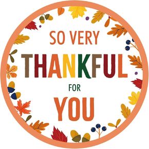 Maple Leaf Thanksgiving Stickers - 2 Inch Fall Thank You Stickers, 60PCS, So Very Thankful Designs for Envelope Seals, Cards & Party Favors