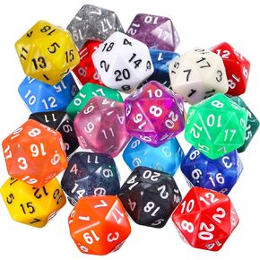 TECUNITE 25 قطعة زهر متعدد السطوح مجموعة مع حقيبة سوداء متوافقة مع RPG MTG وغيرها مع تشكيلة عشوائية متعددة الألوان (ستار)
