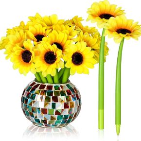 Sunflower Pens Faux Flowers Ballpoint Pens Creative Sunflower Gel Ink Pen 0.5 mm Flower Writing Pen for School Office Home,Teacher Student Present, Party Favor Decor(24 Pieces)