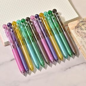 BAYTORY 12 Pcs Colored Gel Pens, 0.5mm Fine Point, Quick Dry Smooth Writing 6 Assorted Vintage Color Ink Pens for Office, Study, Drawing (Vintage)