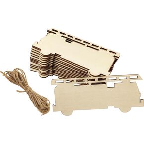 30 Pack 4 Inch Wood Fire Truck Cutouts Unfinished Wooden Firefighter Fire Truck Hanging Ornaments DIY Fire Truck Craft Gift Tags for Home Party Decoration Craft Project