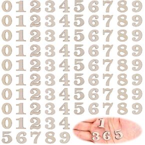 200PCS 0.6inch Natural Wooden Numbers Mixed Wooden 0-9 Numbers Mini Unfinished Wooden Numbers for Homemade Arts DIY Project