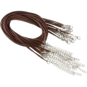 Milisten 100Pcs Waxed Necklace Cord with with Lobster Claw Clasp 1.5mm Necklace Rope for DIY Bracelet Necklace Jewelry Making Accessories, White,20 Inches