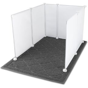 Cat Litter Box Pee Shields, 6pcs Cat Litter Box Enclosure Splash Guard with Large Litter Mat for Open Top Litter Pan Easy Clean