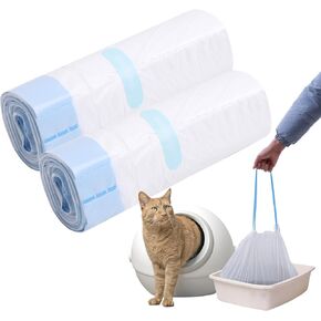 Cat Litter Box Waste Bags for Robot 4 and 3,Waste Drawer Liners,Cat Litter Box Liners, Drawstring Self Cleaning Heavy-Duty, Extra Thick Replacement Bags Liners (60 Pack)