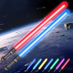 2 Pcs Light Sword Toys - 2 in 1 Children's Dual Light Swords with FX Sound, Motion Sensitive, Dress Up Costume Kit, Kids Gifts