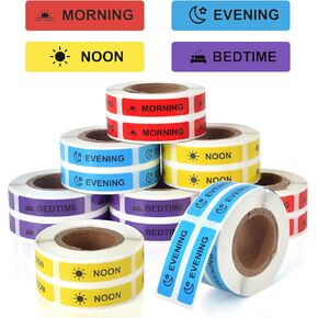 Medicine Stickers Medication Instruction Label Permanent Paper Label Morning Noon Evening Bedtime Stickers for Pill Case Planner 0.4 * 1.6inch (Each Design of 1000 Sheets)