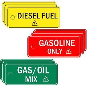 Gas/Oil Mix Tag Diesel Fuel/Gasoline Card 9 Pack Gasoline Only Decals Gas Cans and Fuel Storage Signs 2"x 5" Waterproof Fuel Can Decal for Trucks,Tractors,Machinery and Equipment