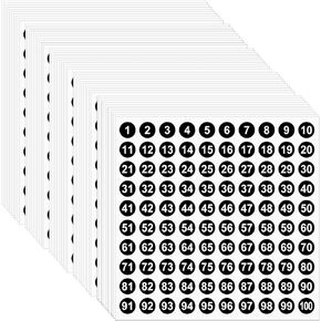 50 PCS Vinyl Numbers Stickers 1-100, 0.4 Inch Consecutive Self-Adhesive Small Number Labels Round Removable Numbered Label Inventory Stickers for Office School Organizing Storage Boxes (Black)