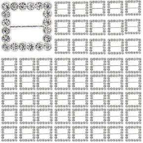 AUEAR, 100 Pack Silver Crystal Rhinestone Ribbon Buckles Sliders Metal Square Santa Belt Bow for Gift Wrap DIY Craft Decoration