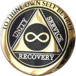 RecoveryChip Infinity AA Medallion Elegant Black Gold Silver Bi-Plated Eternity Chip