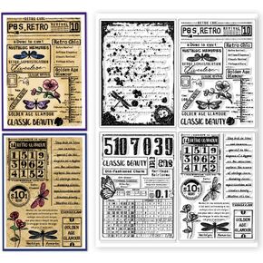 CHGCRAFT Vintage Label Background Clear Stamps Retro Postcard Transparent Stamp Silicone Clear Stamp Seals for Cards Making DIY Scrapbooking Photo Decoration