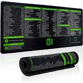 Excel Cheat Sheet Desk Pad,35.4"x15.7",Stitched Edges,Non-Slip Base Keyboard Mats for Desk,Excel Shortcuts Mousepad,Excel Desk Mat