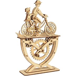 3D Puzzle for Adults, Wooden Puzzles Father Daughter Bicycle Mechanical Gear Model Building Kits, DIY Wood Crafts Unique Collection, STEM Hobbies for Women Men