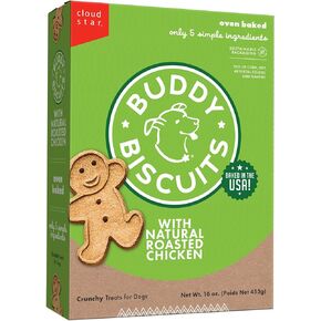 Buddy Biscuits 16 oz Box of Whole Grain Crunchy Dog Treats Made with Natural Roasted Chicken