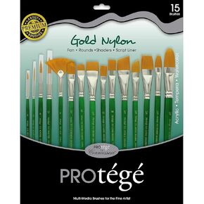 Connoisseur Gold Nylon Short Handle Brush Set, 15-Piece