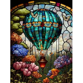 Meothan 5D Diamond Painting Kits for Adults Hot Air Balloons Diamond Art Kits for Adults Beginner DIY Diamond Art Painting Round Full Drill Diamond Gem Art Kits for Wall Decor Gift 12x16in