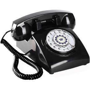 Rotary dial Phone Mechanical Ringer,1960s Telephone,Old Rotary Dial Phones for Landline Ringing On/Off, Antique Vintage Phone Replaceable Curly Cord, Retro Rotary Telephone for Home, Black